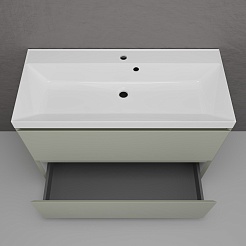 Style Line Тумба под раковину Манхэттен 100 Plus эмаль олива матовая – фотография-5